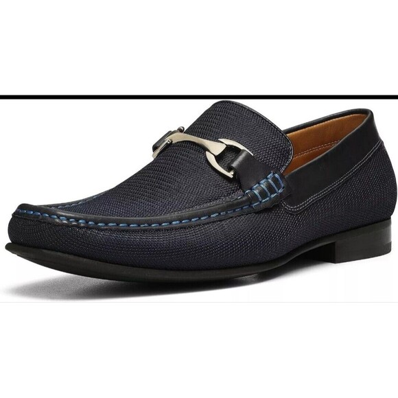 Donald J Pliner Leather Sole Nylon Loafers Black Royal Blue Mens 7M Italy Dacio - Picture 1 of 13